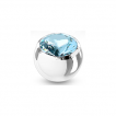 Boule de piercing en acier sertie - Bleu aqua