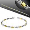 Bracelet acier à mailles géométriques argentées et dorées