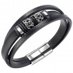 Bracelet à bandes similicuir cerclé de bagues style celtique