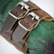 Bracelet cuir ajustable à bandes et double ceinture