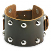 Bracelet cuir brun ajustable domes métal