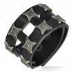 Bracelet en cuir ajouré avec inserts métaliques en losanges