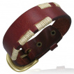 Bracelet en cuir bordeau rivet style ceinture avec inserts de corde