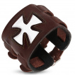 Bracelet en cuir marron  croix de Malte ajoure