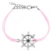 Bracelet fantaisie en similicuir avec barre  roue de bateau ancien