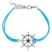 Bracelet fantaisie en similicuir avec barre  roue de bateau ancien