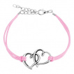 Bracelet fantaisie en similicuir avec deux coeurs