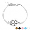 Bracelet fantaisie en similicuir avec trfle  4 feuilles