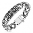 Bracelet homme acier à plaque et maillons à gravures celtiques
