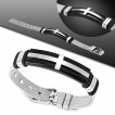 Bracelet homme acier tiss  plaque croix latine