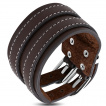 Bracelet homme en cuir marron double ceinture avec surpiqûre