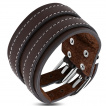 Bracelet homme en cuir marron double ceinture avec surpiqre