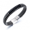 Bracelet homme en mailles d'acier et bandelettes de cuir