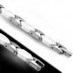 Bracelet homme en tungstène argenté et céramique blanche