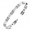 Bracelet homme en tungstne argent et cramique blanche