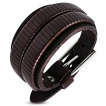 Bracelet homme marron  double bande en lanires de cuir