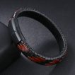 Bracelet homme marron et noir en cuir tissé