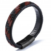 Bracelet homme marron et noir en cuir tissé
