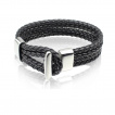 Bracelet homme  quatre tresse en similicuir Noir et attache acier