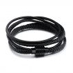 Bracelet homme style écrou à tresses et lanières de cuir noir