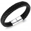Bracelet homme tressé élégant en similicuir noir