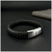Bracelet homme tressé élégant en similicuir noir