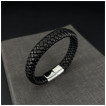 Bracelet homme tressé élégant en similicuir noir