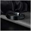 Bracelet noir pour homme  plaque ID avec tresse et lanire similicuir