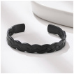 Bracelet rigide homme jonc aspect tressé en acier noir