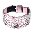 Bracelet semi-rigide en cuir surmonter d'un décor fleuri en acier