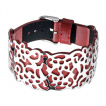 Bracelet semi-rigide en cuir surmonter d'un décor fleuri en acier
