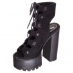 Chaussures compens�es noires � cranes mod�le Lucille - Banned
