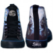 Chaussures gothiques Sneakers femme  cranes en face  face et flammes bleues