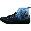 Chaussures gothiques Sneakers homme à cranes en face à face et flammes bleues