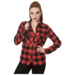 Chemise femme  carreaux rouges et noirs - Banned