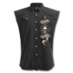 Chemise sans manche gothique  guitare aile avec cranes et roses