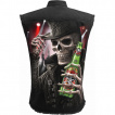 Chemise sans manche homme goth-rock à squelette tenant une bière
