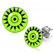 Clous d'oreilles coloris fluo avec soleil tribal