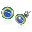 Clous d'oreilles ronds avec drapeau Brésil