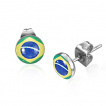 Clous d'oreilles ronds avec drapeau Brésil