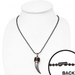 Collier à chaine militaire avec corne en métal entourée de cuir