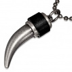 Collier à chaine militaire avec corne en métal entourée de cuir