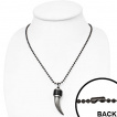 Collier à chaine militaire avec corne en métal entourée de cuir