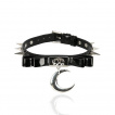 Collier choker noir à spikes et lune suspendue - Restyle