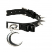Collier choker noir à spikes et lune suspendue - Restyle