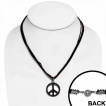 Collier cuir et mtal avec symbole Peace and Love