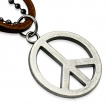 Collier cuir et mtal avec symbole Peace and Love