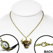 Collier cuivré avec médaillon montre vintage à tête de taureau