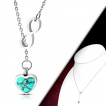 Collier femme acier  coeur de turquoise et symbole de l'infini