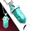 Collier femme acier  turquoise taille en hxagone